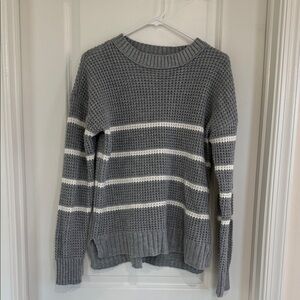 DONATING SOON! SO Grey Crewneck Sweater with White Stripes